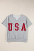 USA Notched Short Sleeve T-Shirt - MiamiTeenyWeenyBikini.Com