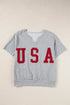 USA Notched Short Sleeve T-Shirt - MiamiTeenyWeenyBikini.Com
