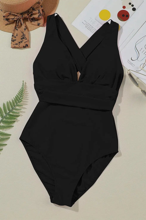Crisscross Wide Strap One-Piece Swimwear - MiamiTeenyWeenyBikini.Com
