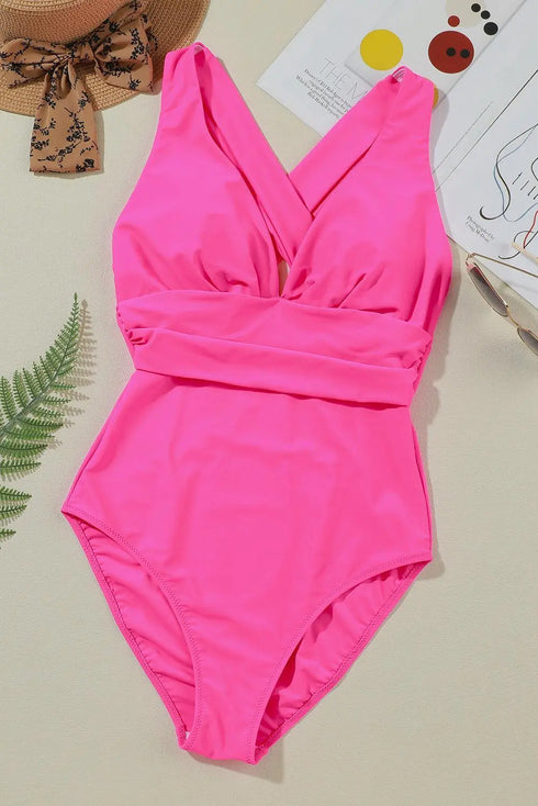 Crisscross Wide Strap One-Piece Swimwear - MiamiTeenyWeenyBikini.Com