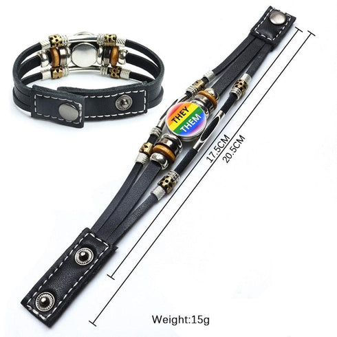 Rainbow Gay Leather Bracelet