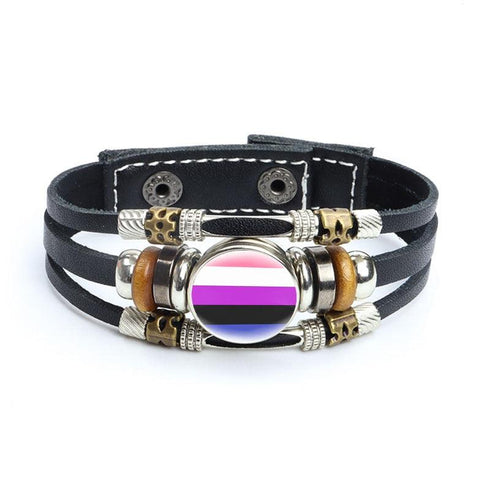 Rainbow Gay Leather Bracelet