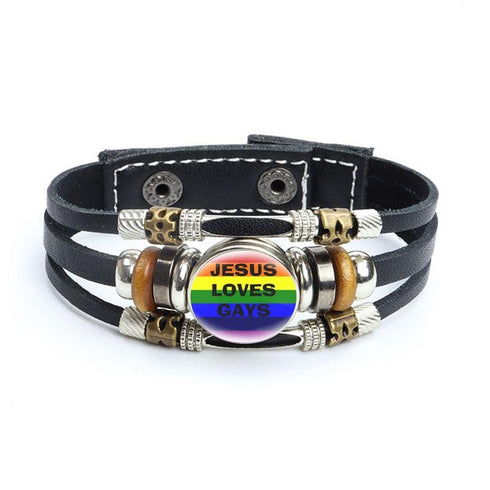Rainbow Gay Leather Bracelet