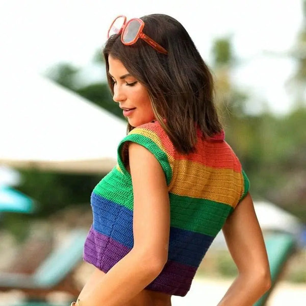 Rainbow Hand Crochet Top - MiamiTeenyWeenyBikini.Com