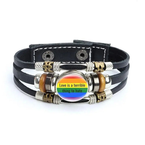 Rainbow Gay Leather Bracelet - MiamiTeenyWeenyBikini.Com
