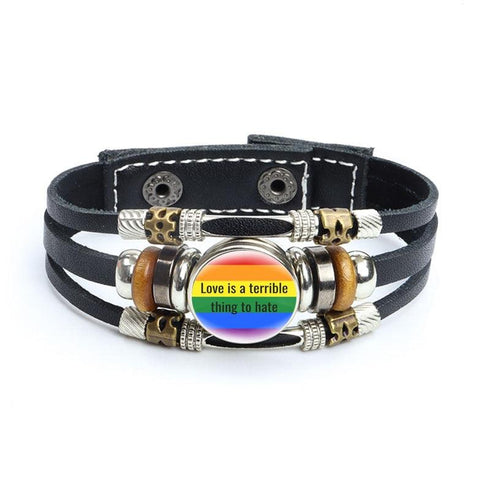 Rainbow Gay Leather Bracelet
