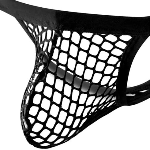 Sheer Desire Men’s Mesh Thong Jockstrap with Cock Pouch