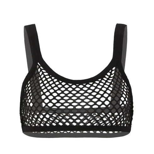 See Through Fishnet Crop Top - MiamiTeenyWeenyBikini.Com