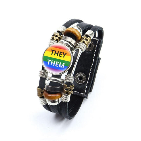 Rainbow Gay Leather Bracelet