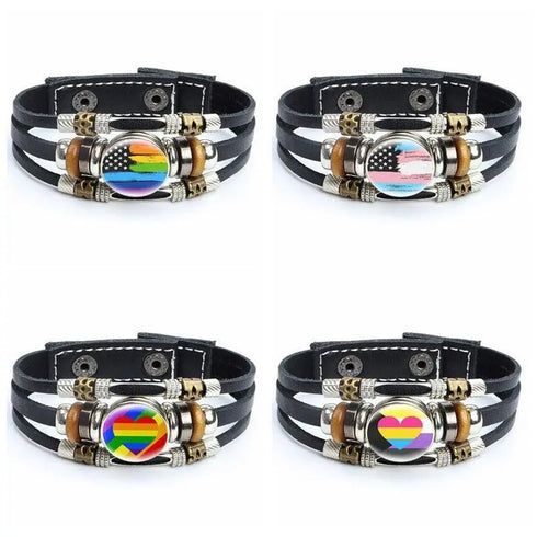 Rainbow Gay Leather Bracelet