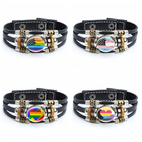 Rainbow Gay Leather Bracelet