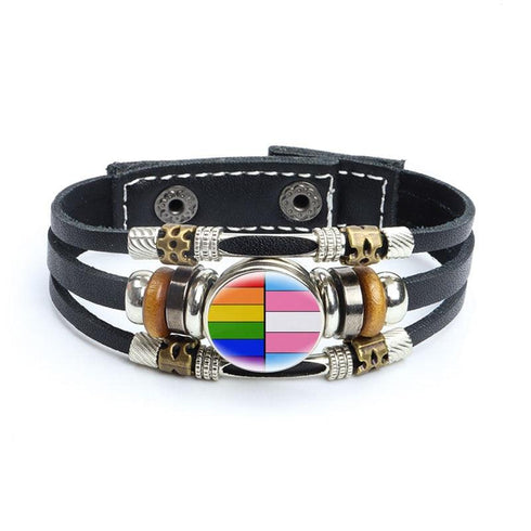 Rainbow Gay Leather Bracelet