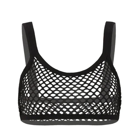 See Through Fishnet Crop Top