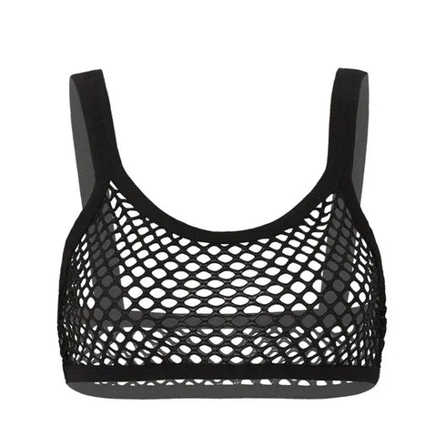 See Through Fishnet Crop Top - MiamiTeenyWeenyBikini.Com