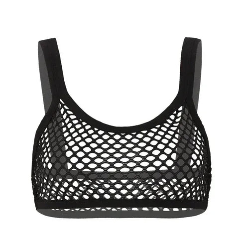 See Through Fishnet Crop Top - MiamiTeenyWeenyBikini.Com