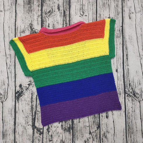 Rainbow Hand Crochet Top