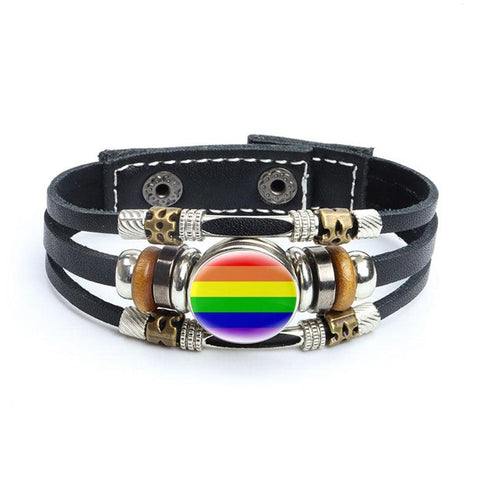 Rainbow Gay Leather Bracelet