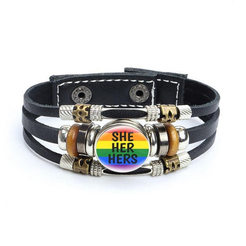 Rainbow Gay Leather Bracelet - MiamiTeenyWeenyBikini.Com