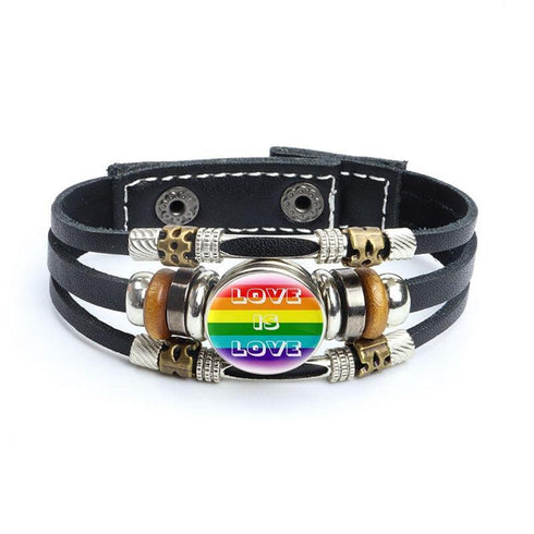 Rainbow Gay Leather Bracelet - MiamiTeenyWeenyBikini.Com