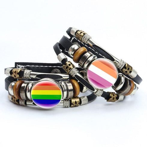 Rainbow Gay Leather Bracelet