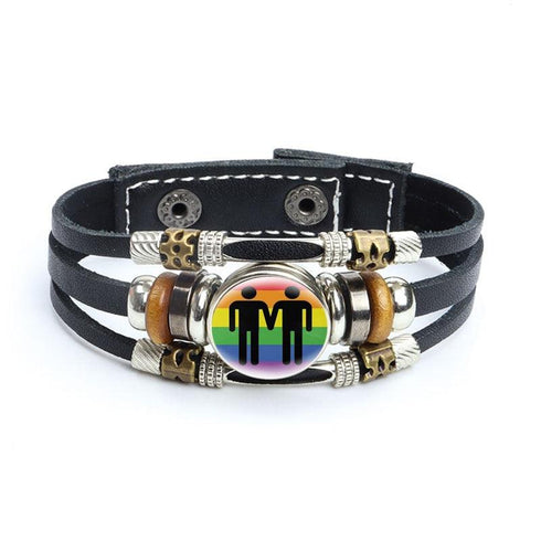 Rainbow Gay Leather Bracelet