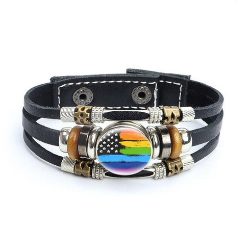 Rainbow Gay Leather Bracelet