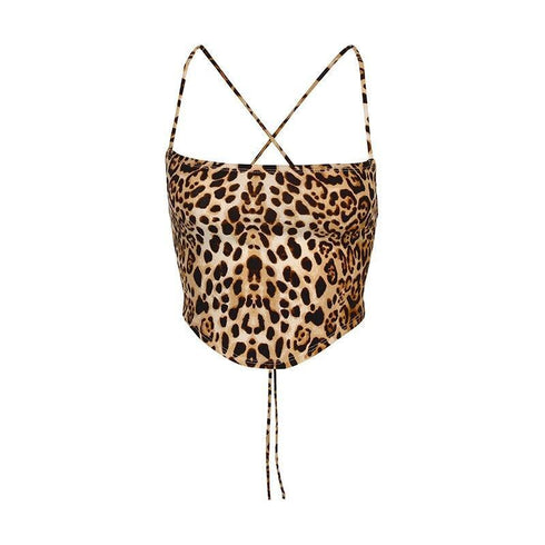 Leopard Backless Camisoles Vest - MiamiTeenyWeenyBikini.Com