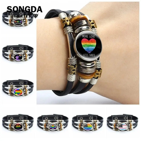 Rainbow Gay Leather Bracelet - MiamiTeenyWeenyBikini.Com