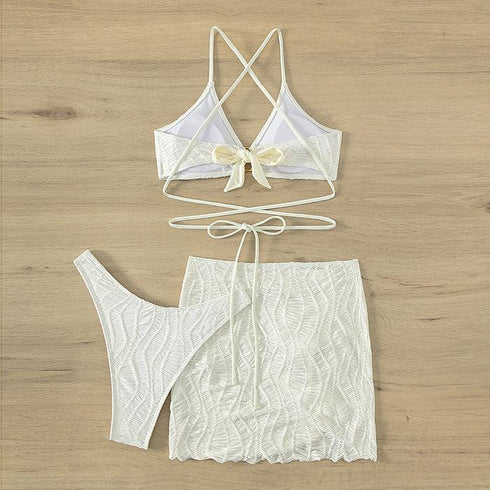 Desire Three Piece White Swimsuit
