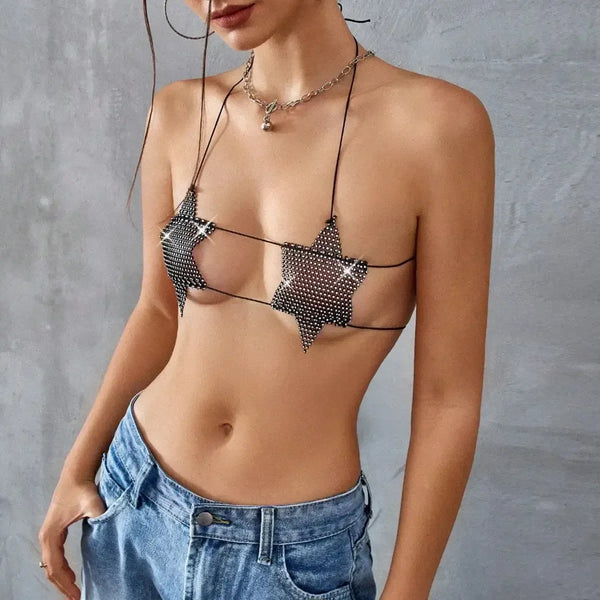 Rhinestone See Through Bra - MiamiTeenyWeenyBikini.Com