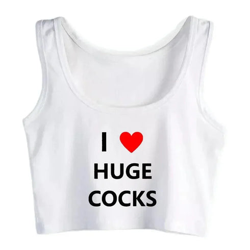 I Love Huge Cocks Crop Top - MiamiTeenyWeenyBikini.Com