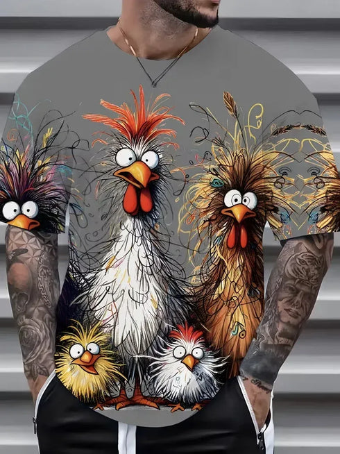 Rooster 3D Print Short Sleeve T-Shirt - MiamiTeenyWeenyBikini.Com