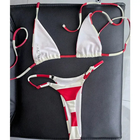 Stripe Brazilian Bikini Set - MiamiTeenyWeenyBikini.Com