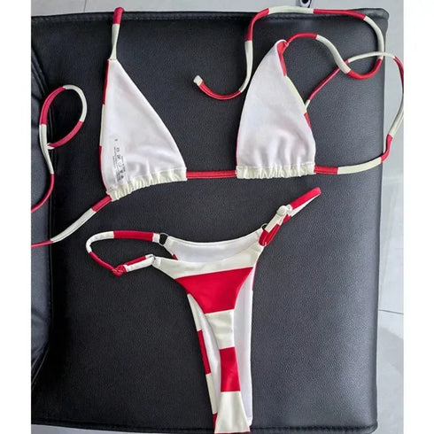 Stripe Brazilian Bikini Set - MiamiTeenyWeenyBikini.Com
