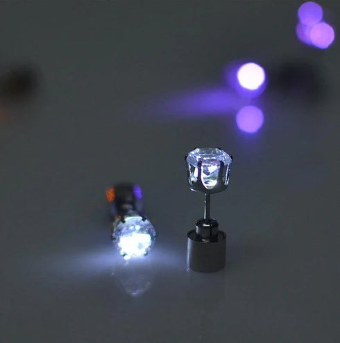 Light Up LED Bling Ear Stud Earrings - MiamiTeenyWeenyBikini.Com