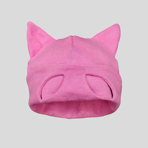 Cat's Ear Knitted Mask Cap - MiamiTeenyWeenyBikini.Com