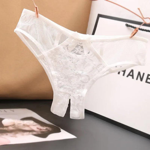 Floral Lace Open Crotch Panties
