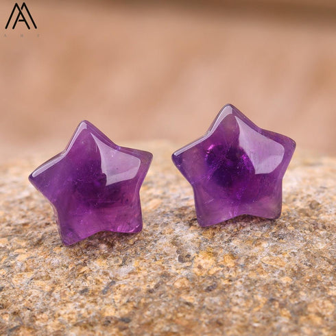 Natural Stone Star Stud Earrings