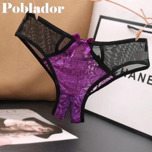Floral Lace Open Crotch Panties