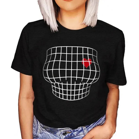 Women's Optical Illusion T-Shirt - MiamiTeenyWeenyBikini.Com