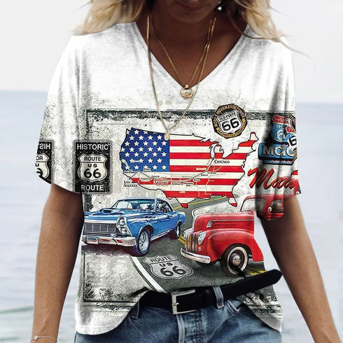 US Route 66 Print Tops - MiamiTeenyWeenyBikini.Com