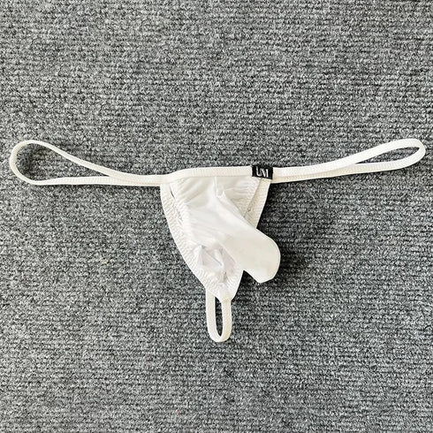 Men’s Hollow Split Thong with Bulge Pouch – Low Waist Erotic G-String Underwear - MiamiTeenyWeenyBikini.Com