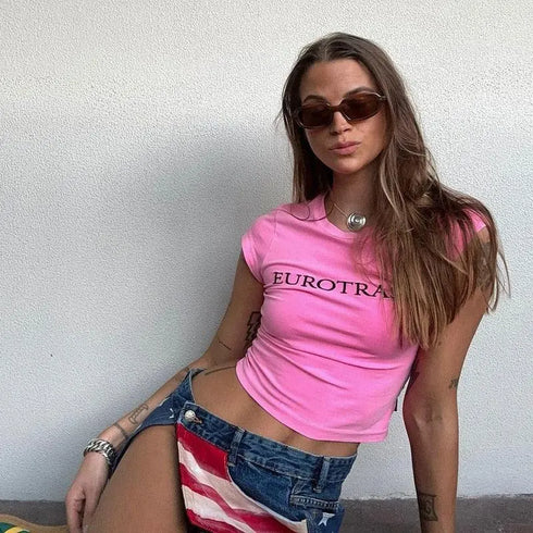 Euro Trash Pink Tee - MiamiTeenyWeenyBikini.Com