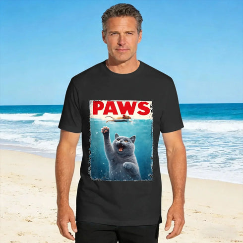 Paws Cat And Mouse Funny Parody Kitten Lover T-Shirt – Oversized Summer Essential