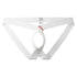 White thong with a brand label on a white background
