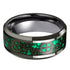 Inlay Polished Green Carbon Fiber Stainless Steel Ring - MiamiTeenyWeenyBikini.Com