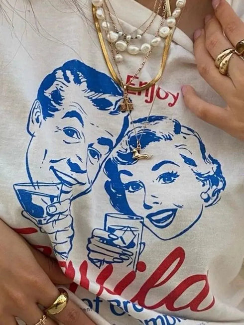 Enjoy Tequila Retro Graphic Tee - MiamiTeenyWeenyBikini.Com