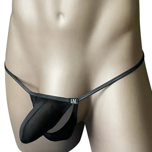 Men’s Hollow Split Thong with Bulge Pouch – Low Waist Erotic G-String Underwear - MiamiTeenyWeenyBikini.Com