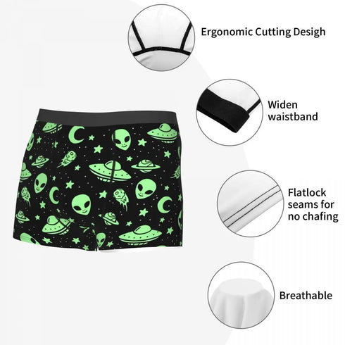 Green Alien UFO Moon Briefs