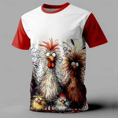Rooster 3D Print Short Sleeve T-Shirt - MiamiTeenyWeenyBikini.Com